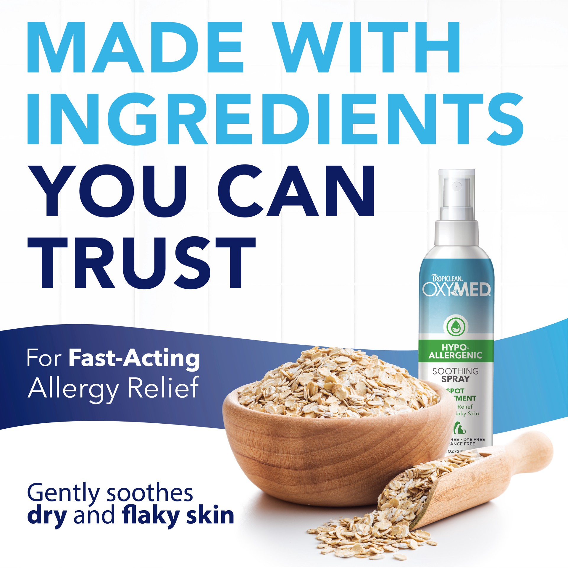 slide 9 of 10, TropiClean OxyMed Hypoallergenic Anti Itch Spray for Dogs, 8oz, 8 oz