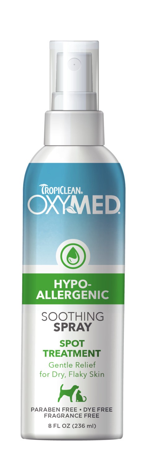 slide 1 of 10, TropiClean OxyMed Hypoallergenic Anti Itch Spray for Dogs, 8oz, 8 oz
