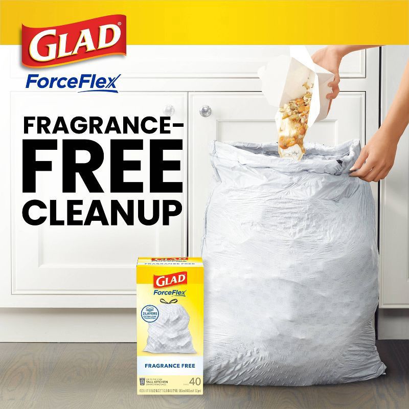 slide 5 of 16, Glad ForceFlex Drawstring Fragrance Free Trash Bags - 13 Gallon - 100ct, 100 ct