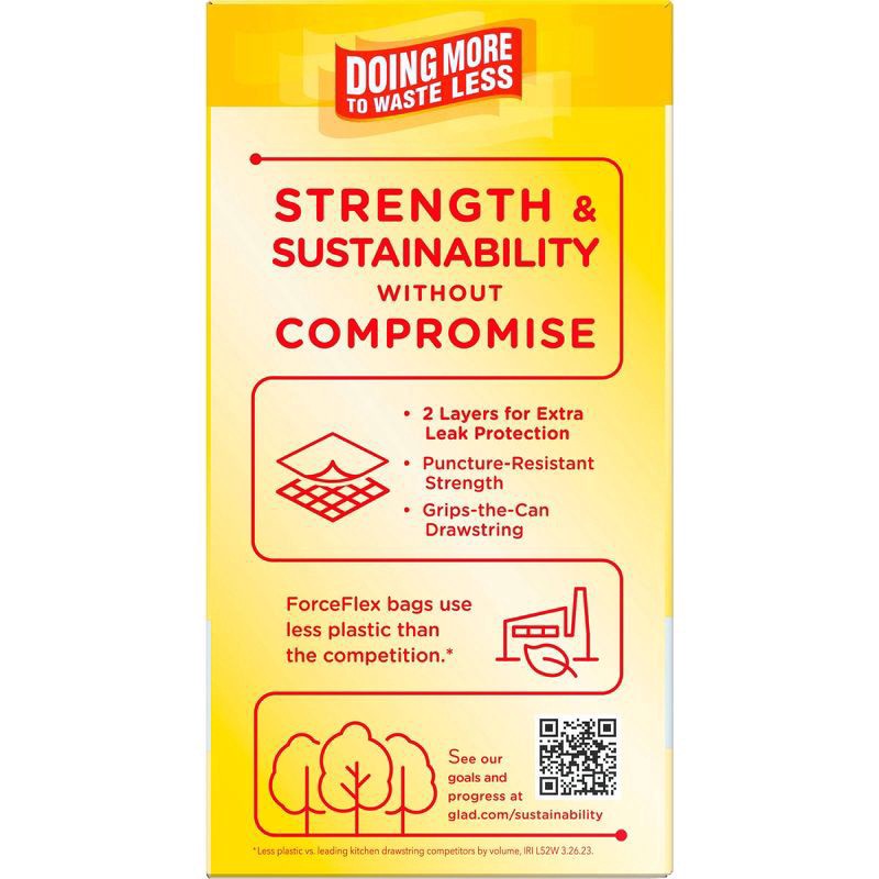 slide 15 of 16, Glad ForceFlex Drawstring Fragrance Free Trash Bags - 13 Gallon - 100ct, 100 ct