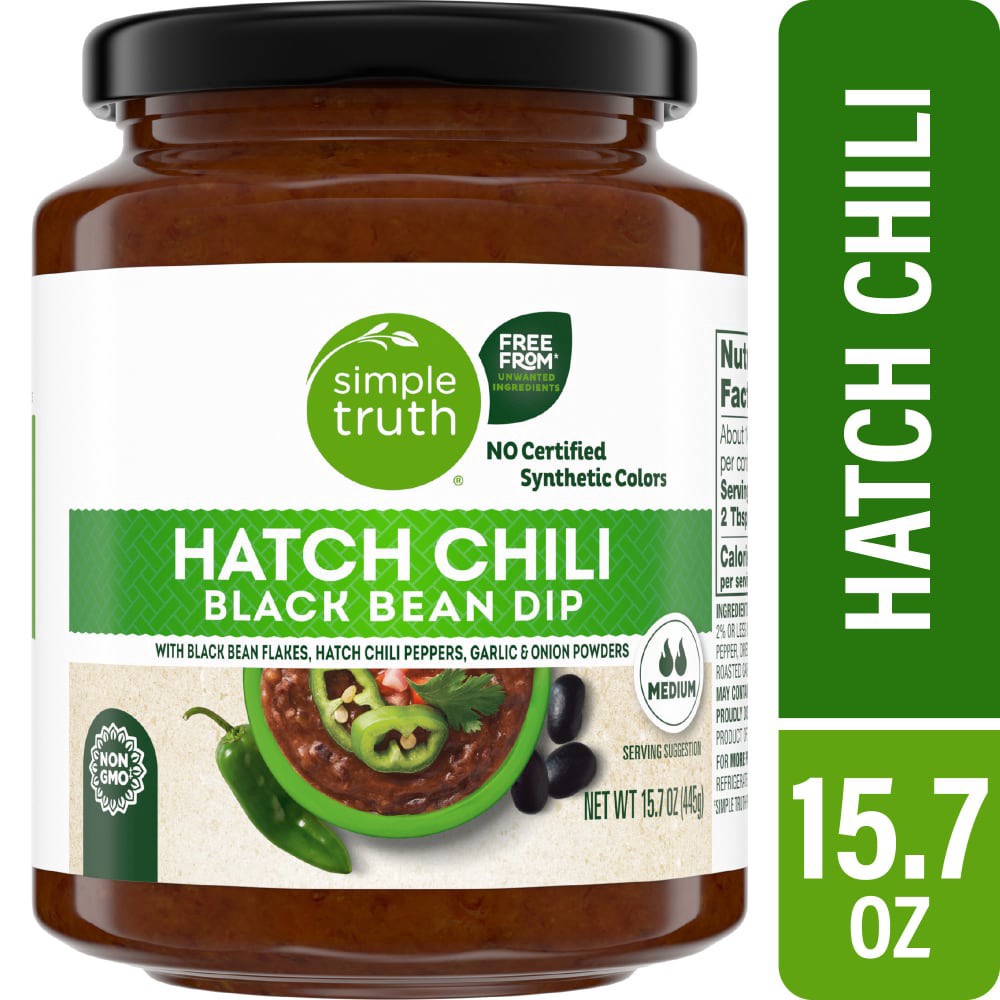 slide 1 of 4, Simple Truth Hatch Chile Black Bean Dip, 15.7 oz