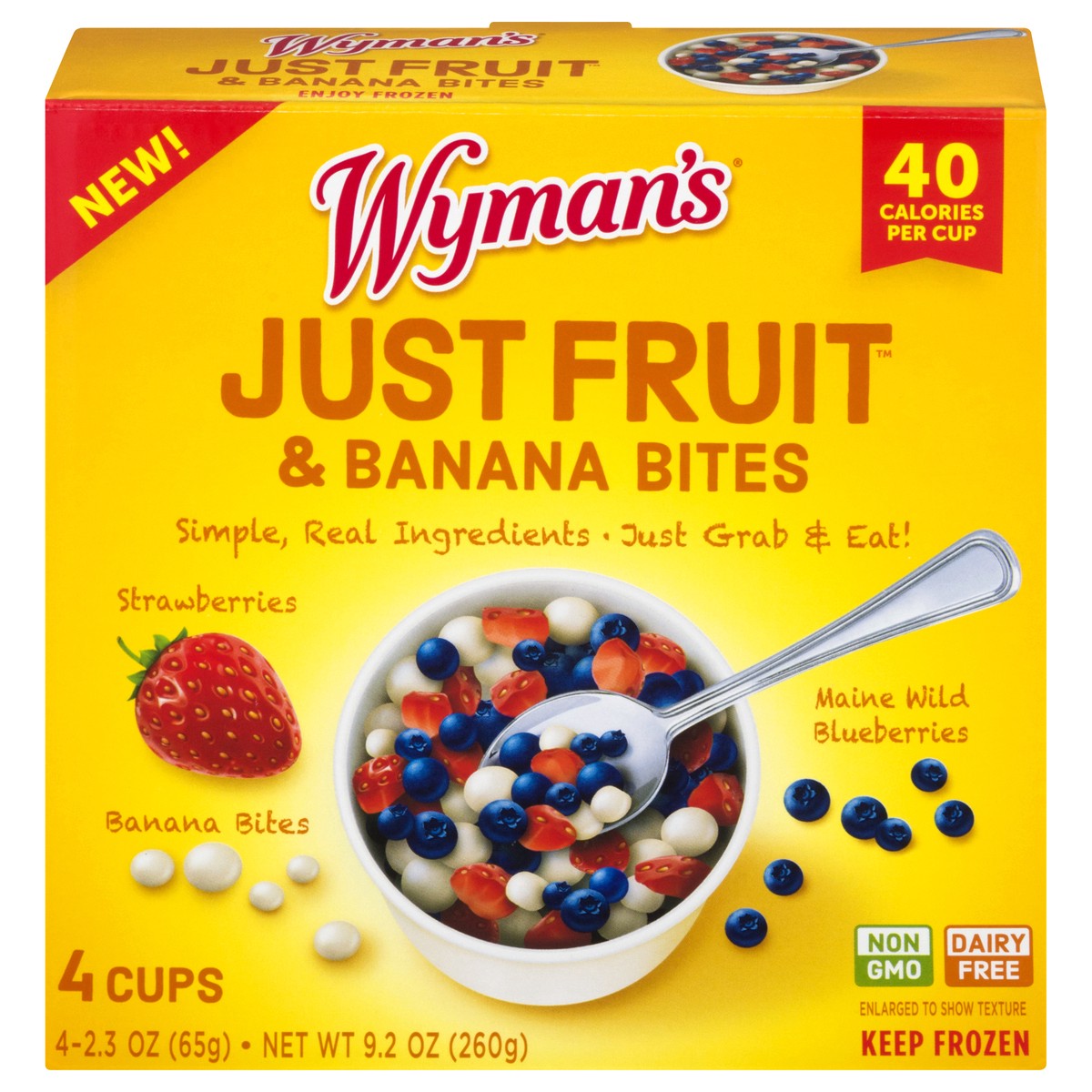 slide 1 of 13, Wyman's Strawberries/Maine Wild Blueberries Just Fruit & Banana Bites 4 ea, 4 ct