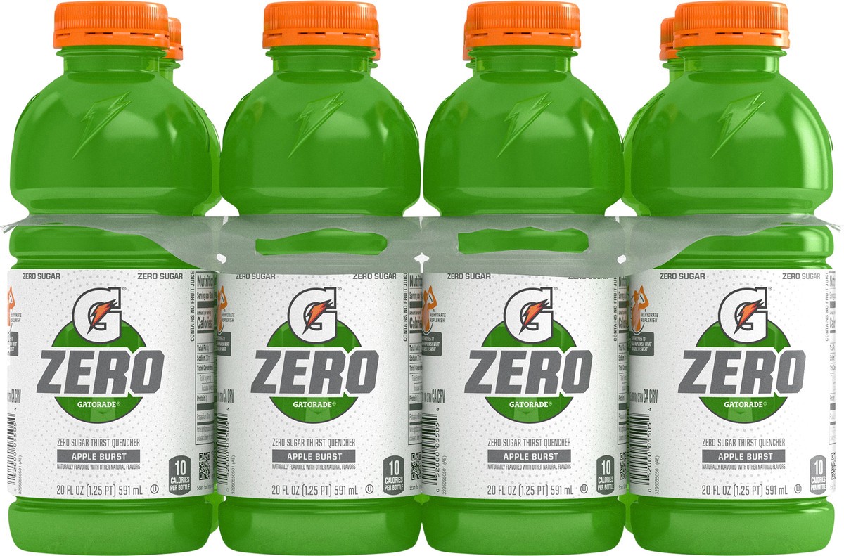 slide 7 of 9, Gatorade Zero Zero Sugar Thirst Quencher Apple Burst 20 Fl Oz 8 Count, 8 ct