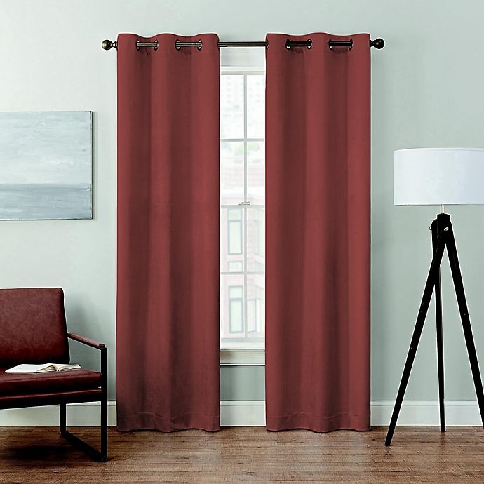 slide 1 of 5, Brookstone Velvet Solid 84-Inch 100% Blackout Window Curtain Panels - Terracotta, 2 ct