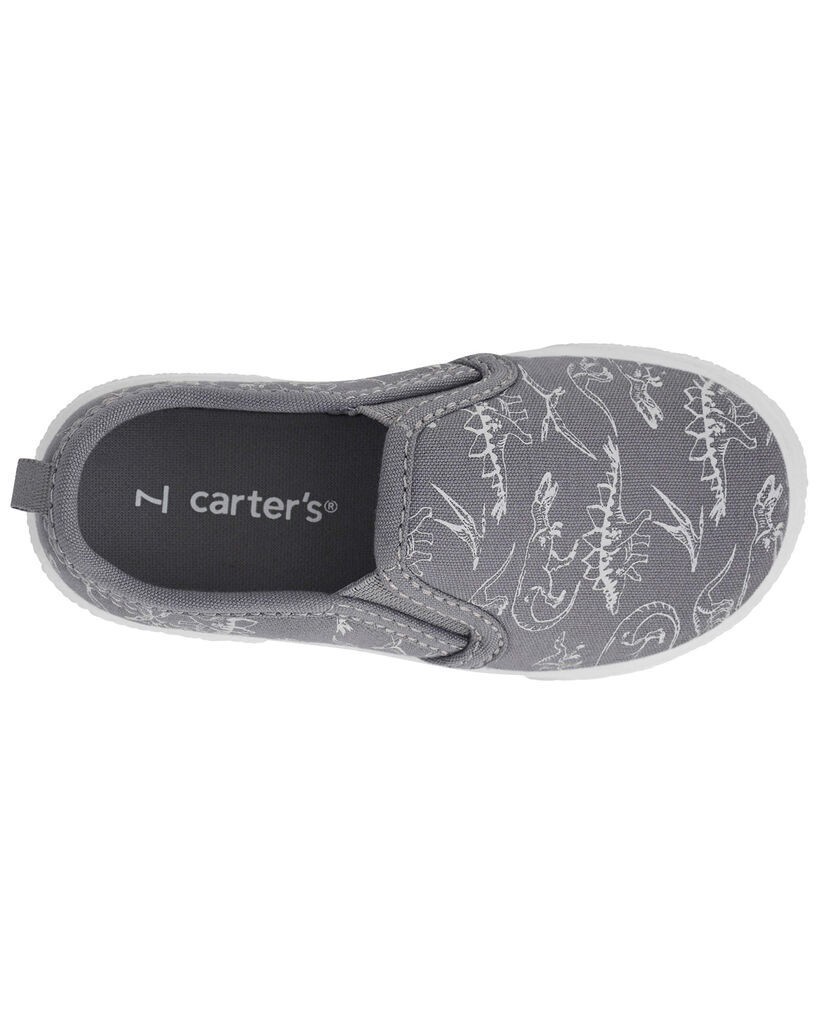slide 5 of 6, Carter's Toddler Dinosaur Slip-On Sneakers Grey 4, 1 ct