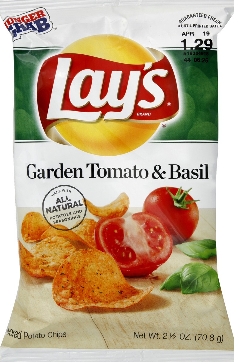 slide 5 of 6, Lay's Potato Chips, Garden Tomato & Basil, Hunger Grab, 2.5 oz