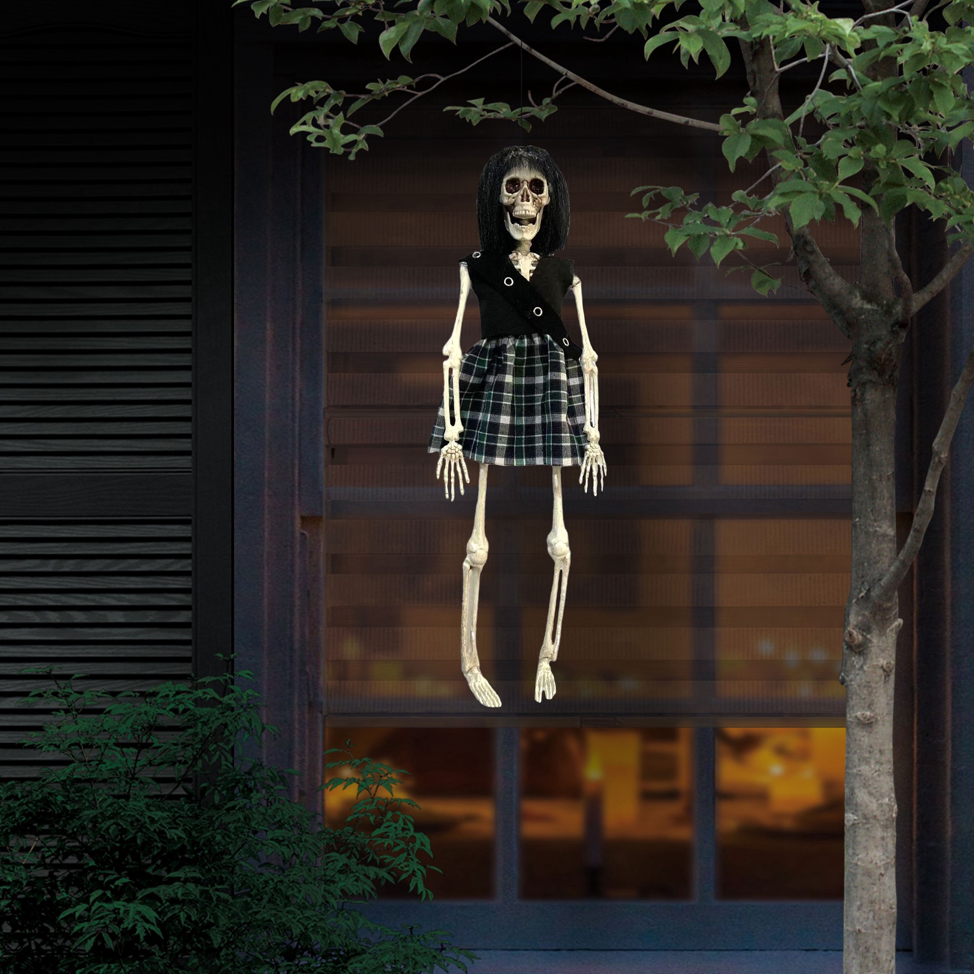 slide 3 of 3, 16" Goth Girl Skeleton With Black Hair By Ashland, 16 in