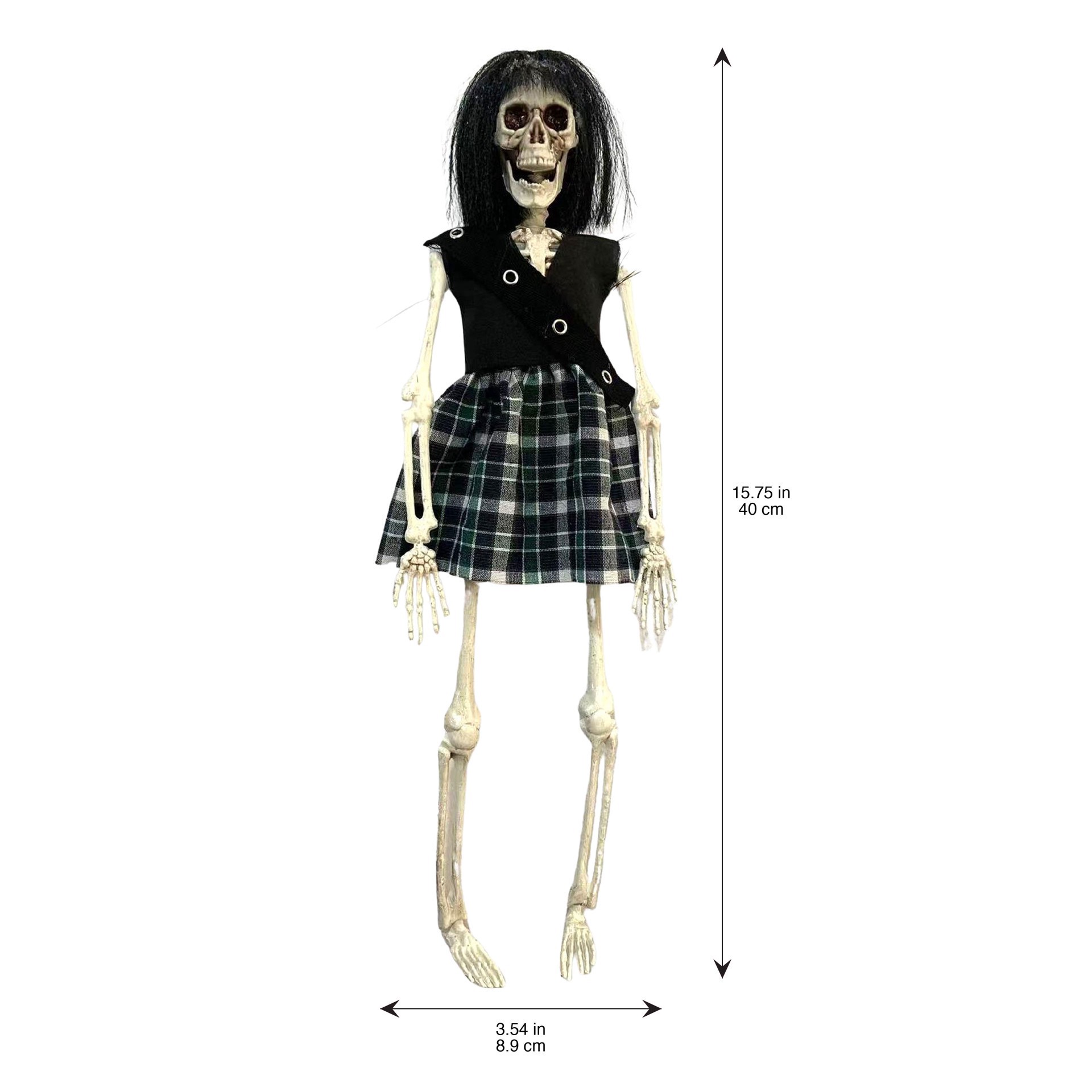 slide 2 of 3, 16" Goth Girl Skeleton With Black Hair By Ashland, 16 in