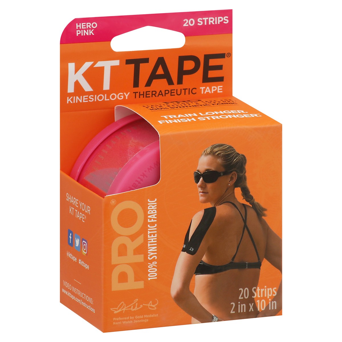 slide 2 of 12, KT Tape Pro Hero Pink Kinesiology Therapeutic Tape 20 Strips, 20 ct