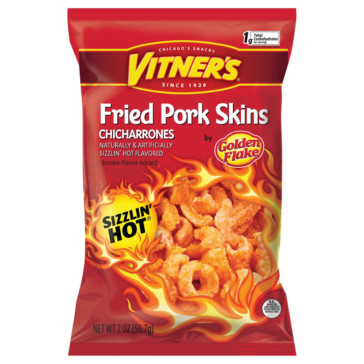 slide 2 of 11, VITNERS Sizzlin Hot Pork Rinds, 1 ct