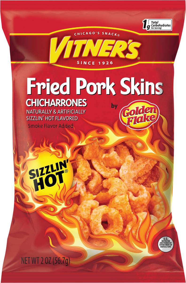 slide 9 of 11, VITNERS Sizzlin Hot Pork Rinds, 1 ct