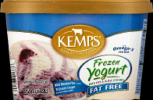 slide 1 of 1, Kemps Smooth & Creamy Fat Free Blueberries & Cream Frozen Yogurt, 1.5 qt