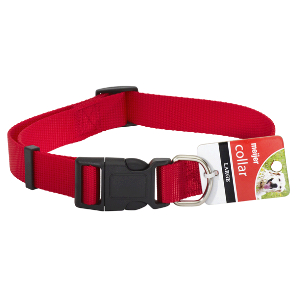 slide 1 of 1, Meijer Adjustable Dog Collar, Red, Large, LG