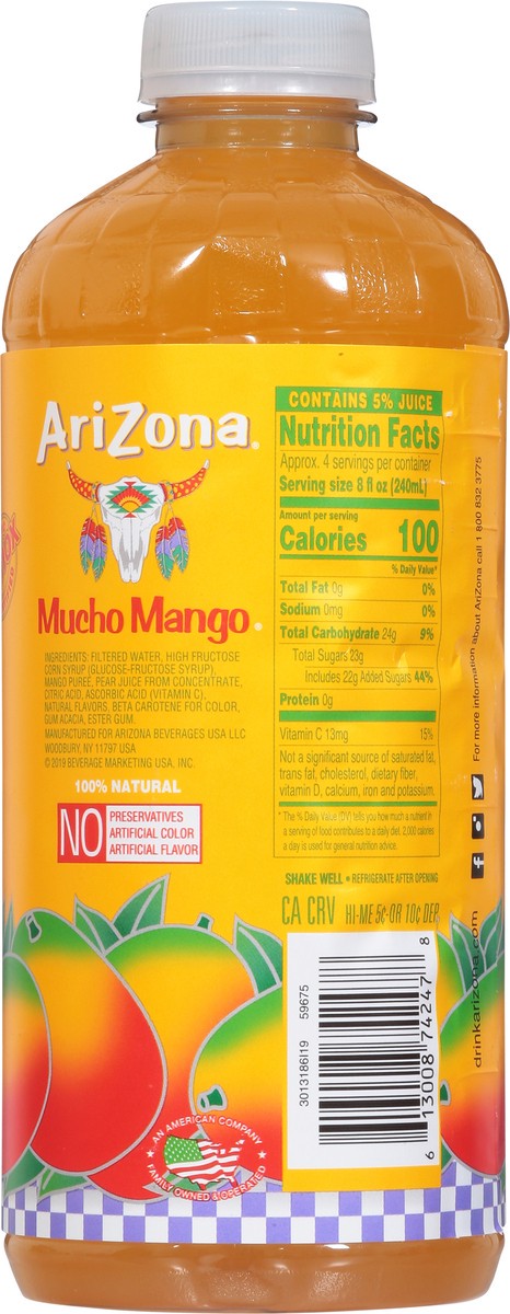 slide 8 of 9, AriZona Arizona Mucho Mango Juice - 34 fl oz, 34 fl oz