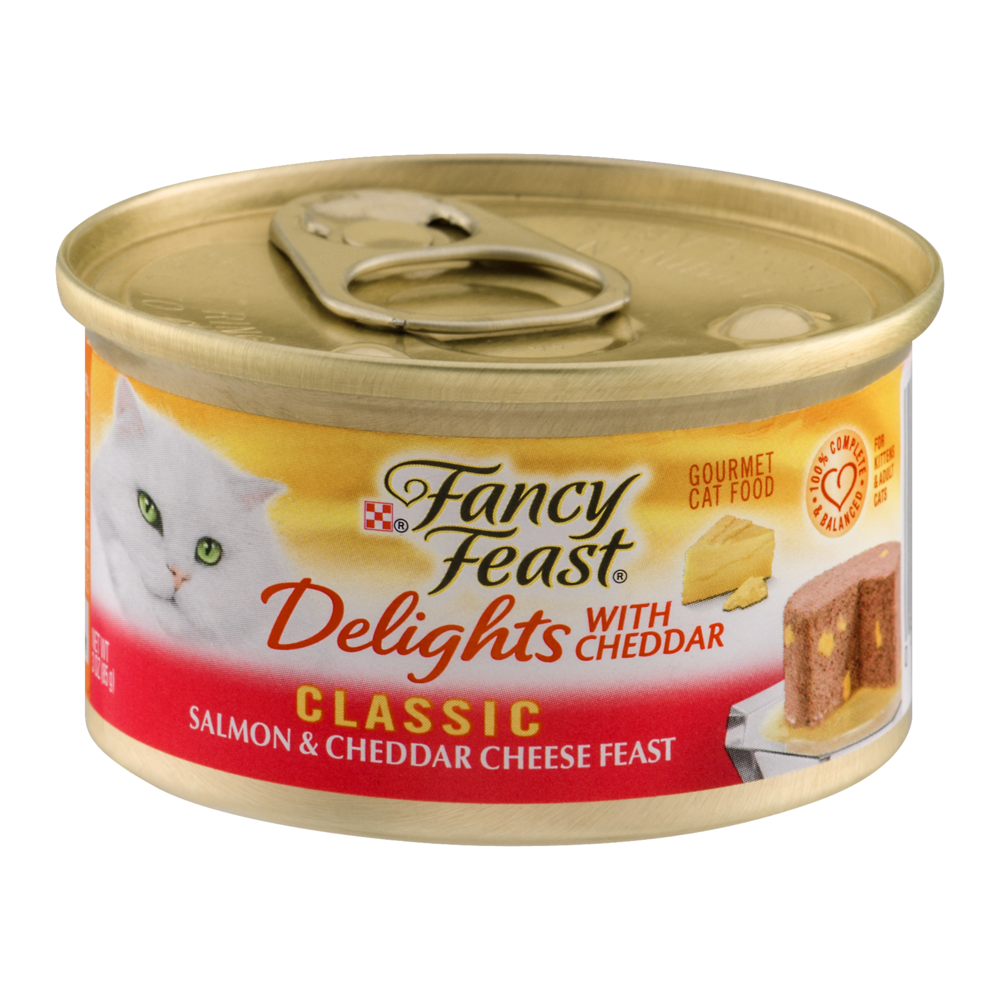 slide 1 of 1, Fancy Feast Classic Delights with Cheddar, Salmon & Cheddar Cheese Feast, 3 oz