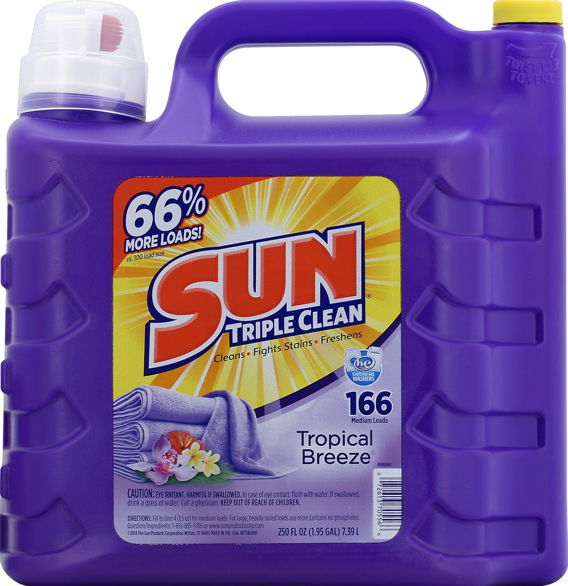 slide 2 of 2, Sun Detergent, Triple Clean, Tropical Breeze, 250 oz