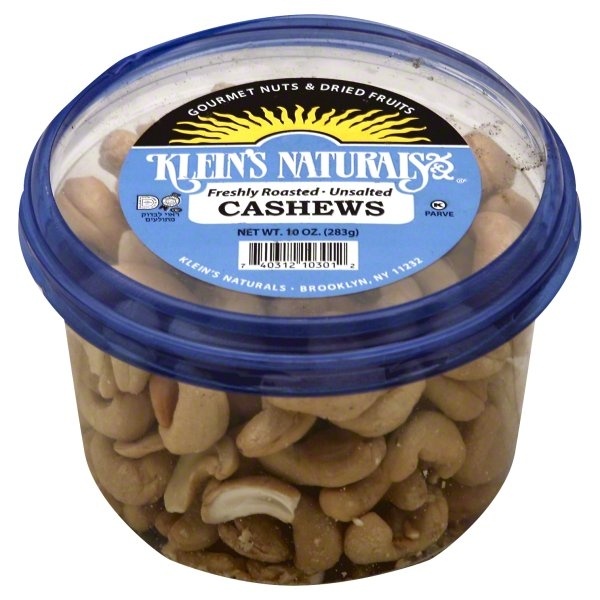 slide 1 of 1, Klein's Naturals Freshly Roasted Cashews - Unsalted, 10 oz