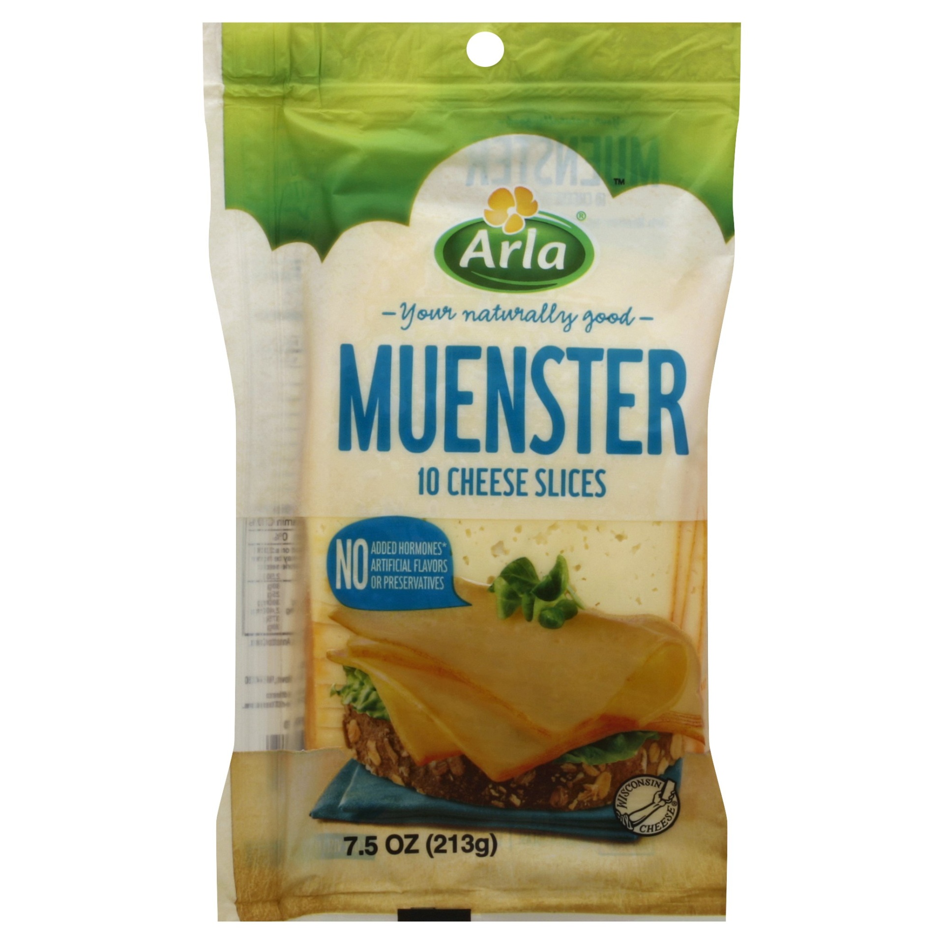 slide 1 of 1, Arla Muenster Cheese Slices, 7.5 oz