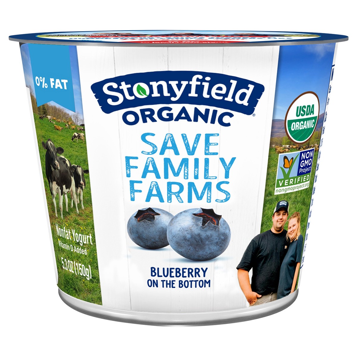 slide 1 of 2, Stonyfield Organic Blueberry on the Bottom Nonfat Yogurt 5.3 oz. Cup, 5.3 oz