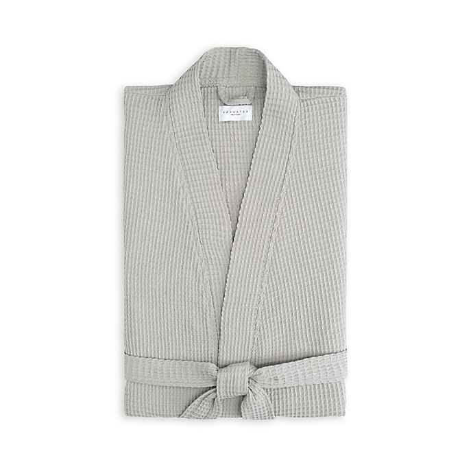 slide 1 of 2, Kassatex Hotel Small/Medium Waffle-Weave Bathrobe - Grey, 1 ct