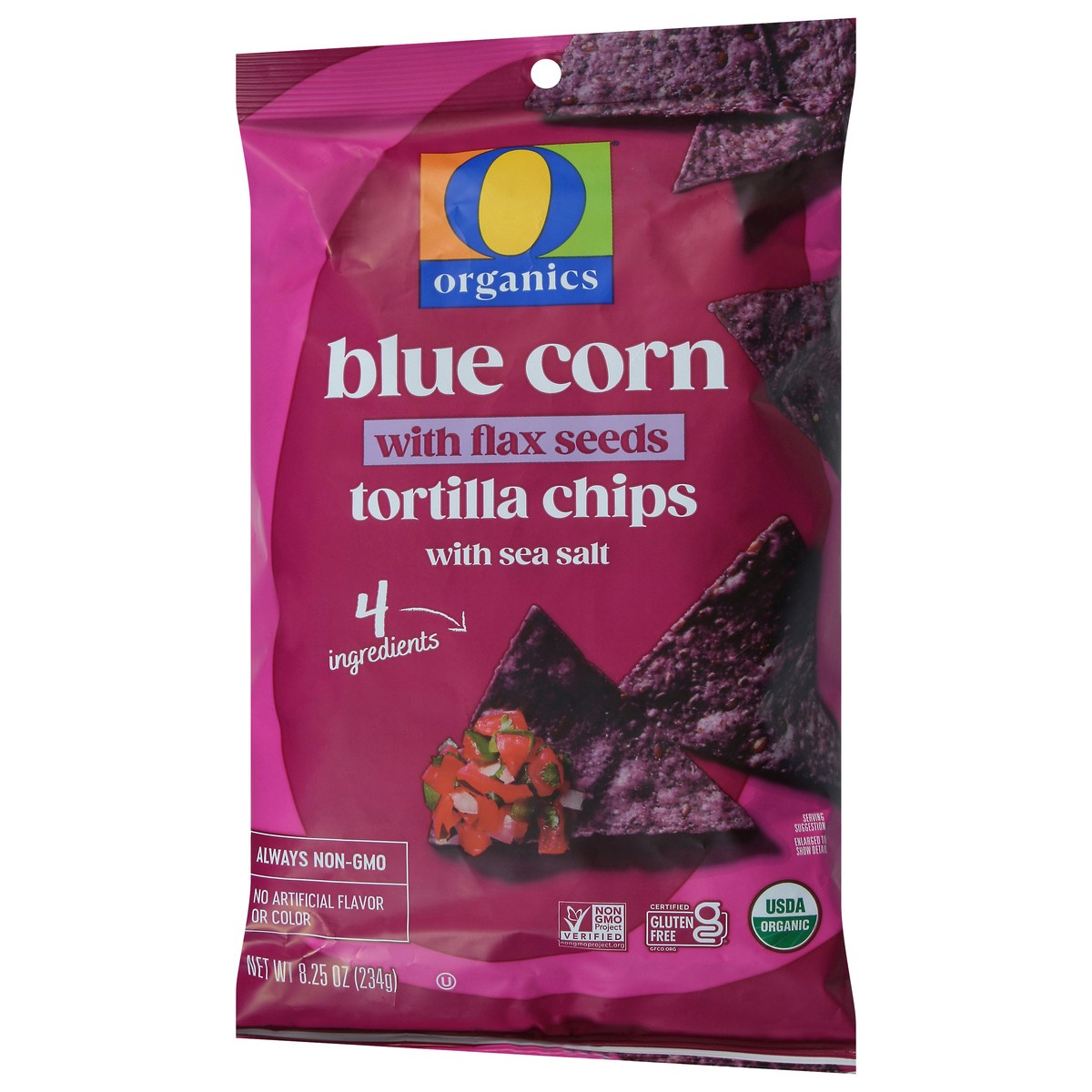slide 4 of 4, O Organics Blue Corn With Flax Tortilla Chips - 8.25 Oz, 8.25 oz