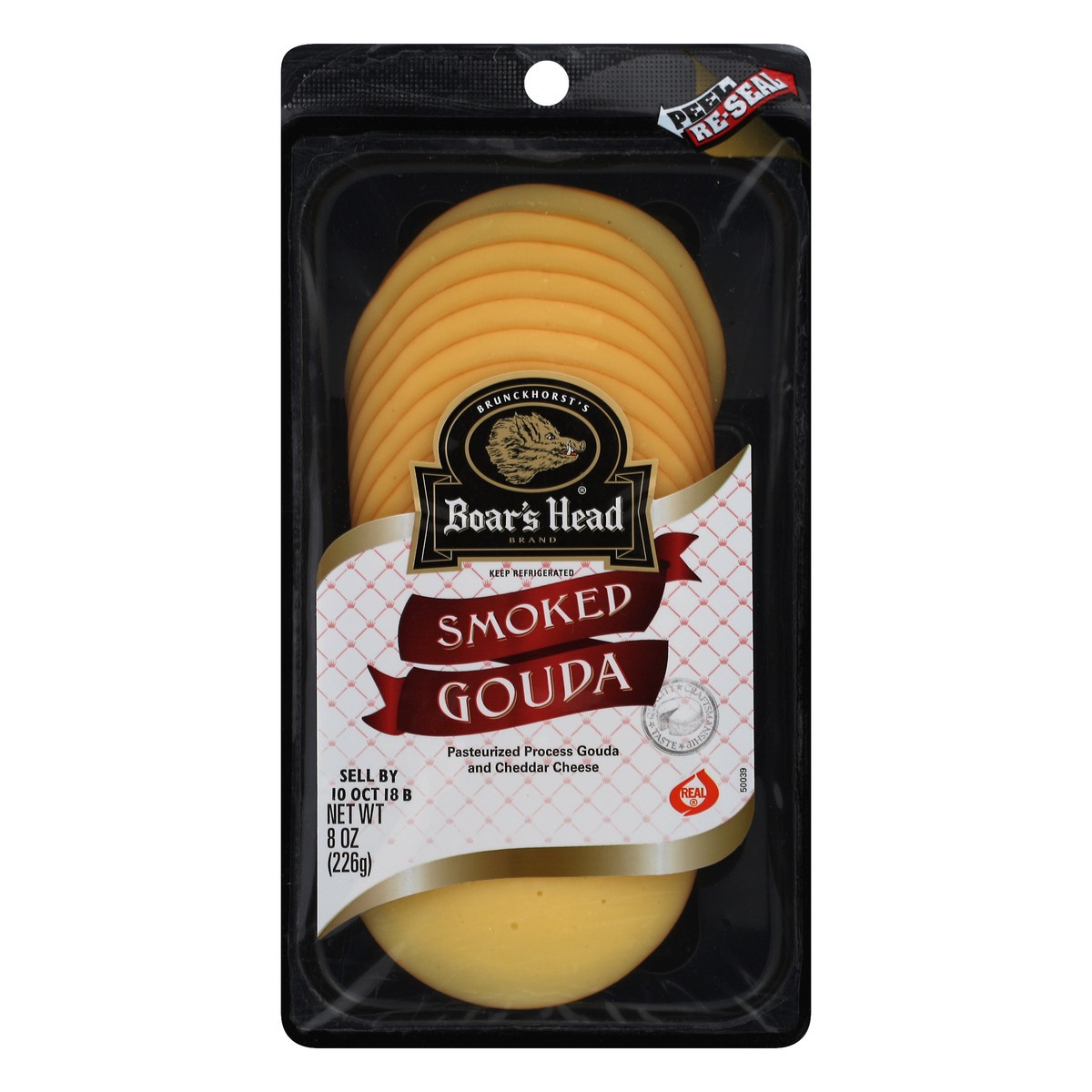 slide 1 of 7, Boar's Head Pre-sliced Naturally Smoked Gouda Cheese, 8 oz