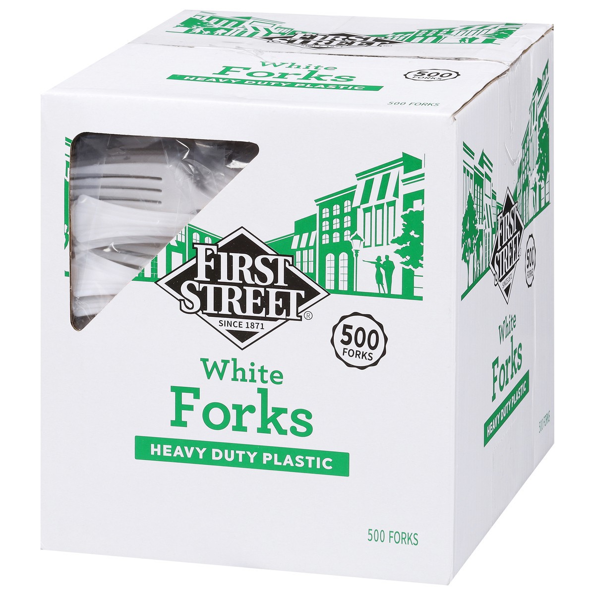 slide 3 of 4, First Street Heavy Duty Plastic Forks, 500 ct