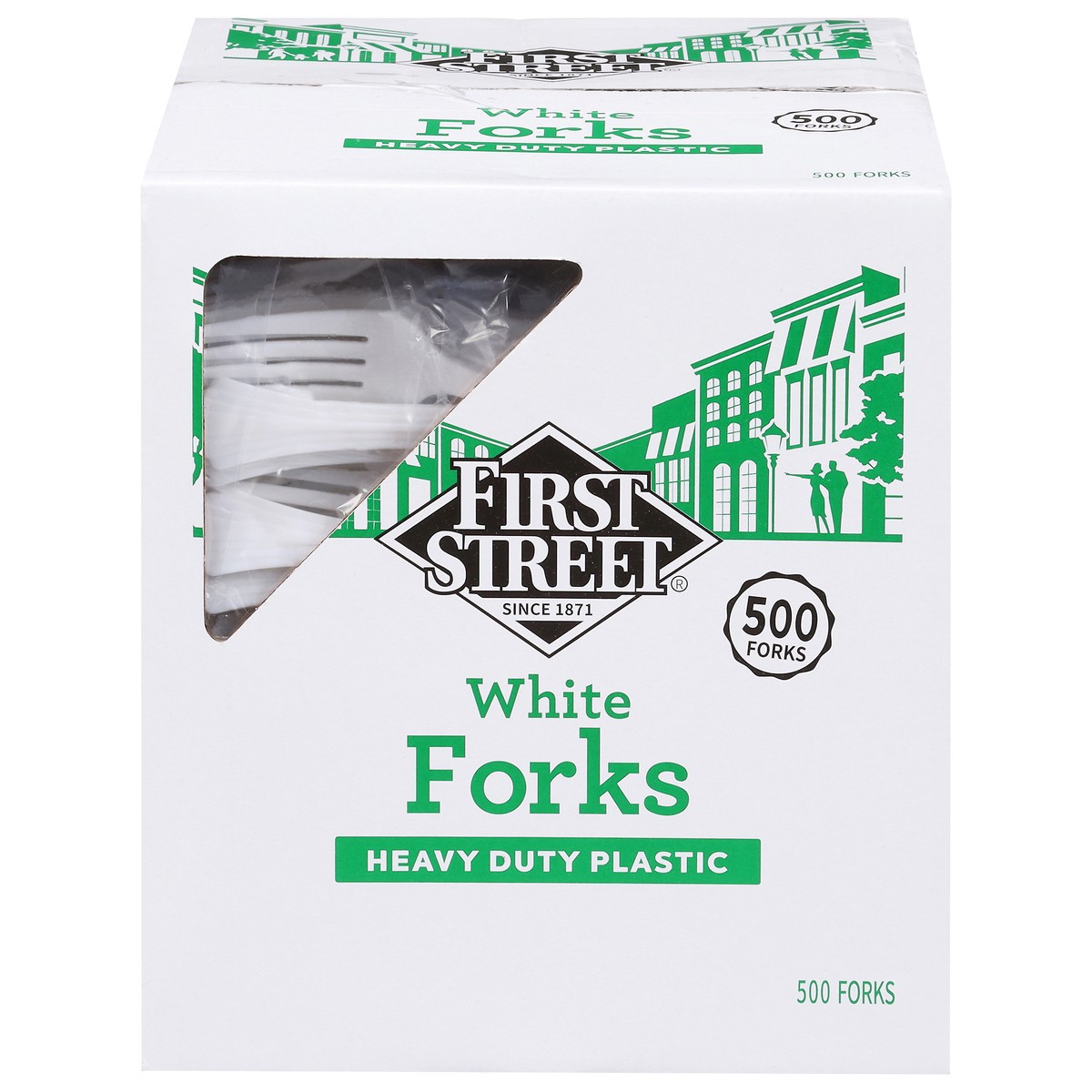 slide 1 of 4, First Street Heavy Duty Plastic Forks, 500 ct