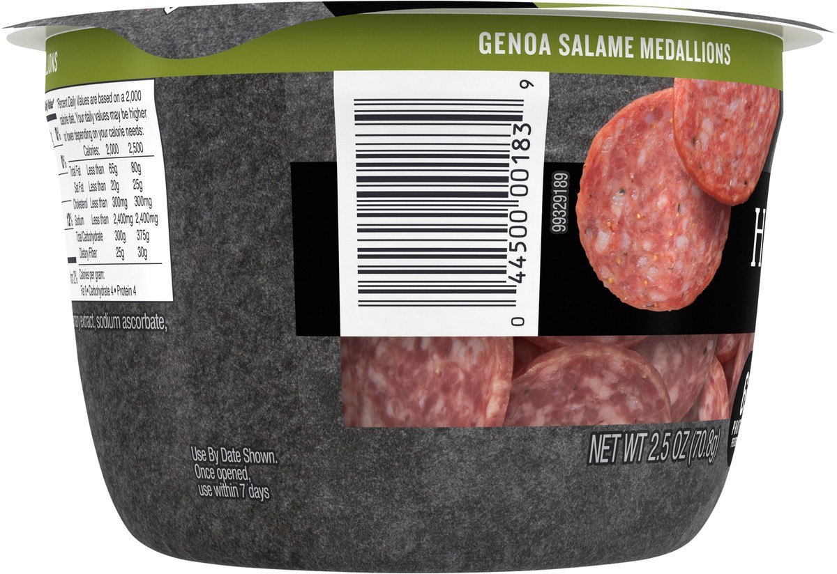 slide 3 of 8, Hillshire Snacking Charcuterie Cup, Genoa Salami Medallions, 2.5 oz, 70.87 g