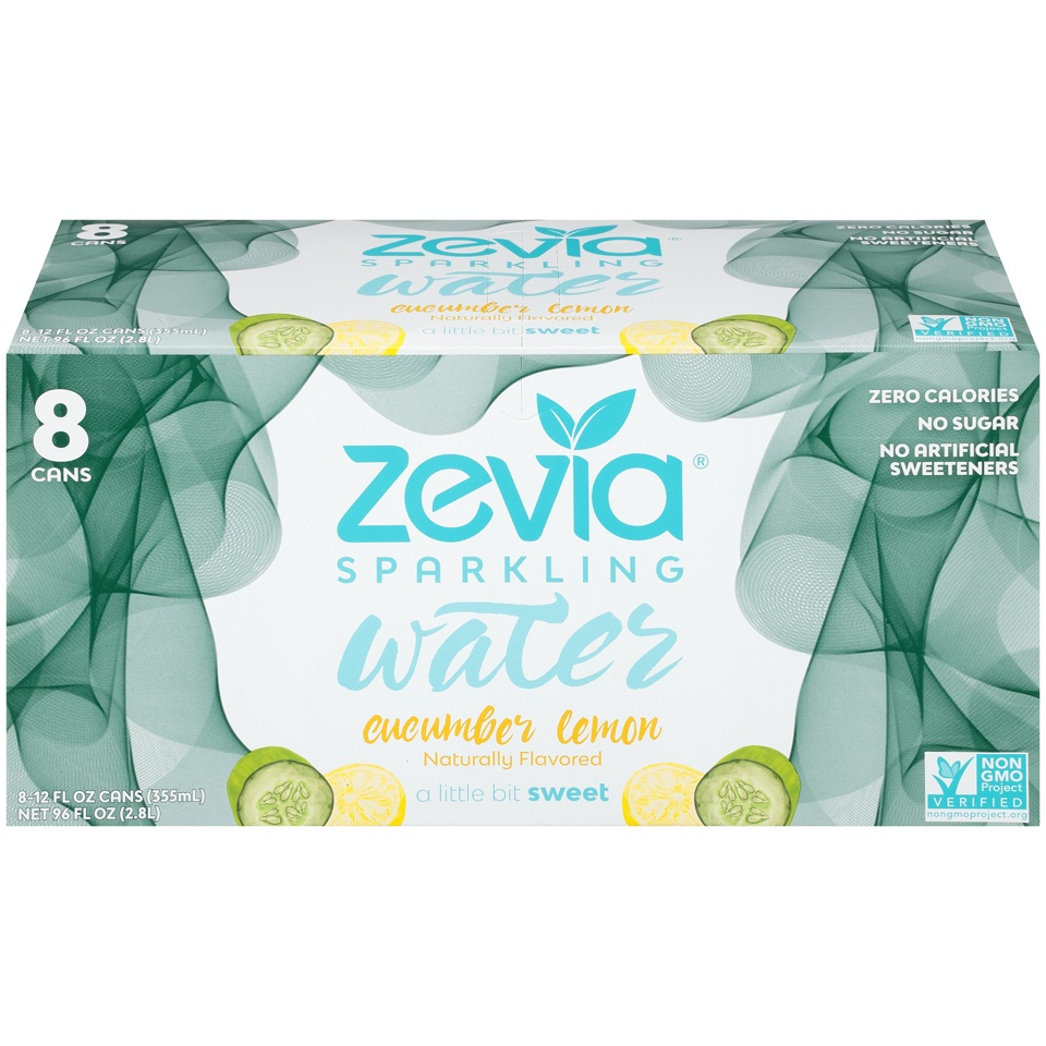 slide 1 of 1, Zevia Cucumber Lemon Sparkling Water, 8 ct; 12 fl oz