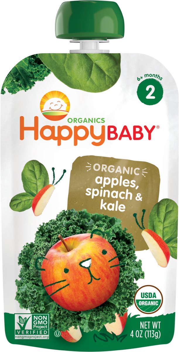 slide 3 of 3, Happy Baby Stage2 Apple, Spinach & Kale, 3.5 oz