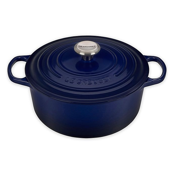 slide 1 of 1, Le Creuset Signature Round Dutch Oven, Indigo, 5.5 qt