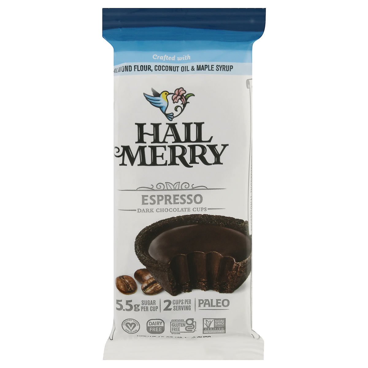 slide 1 of 1, Hail Merry Snacks Dark Chocolate Espresso Cups, 2 ct