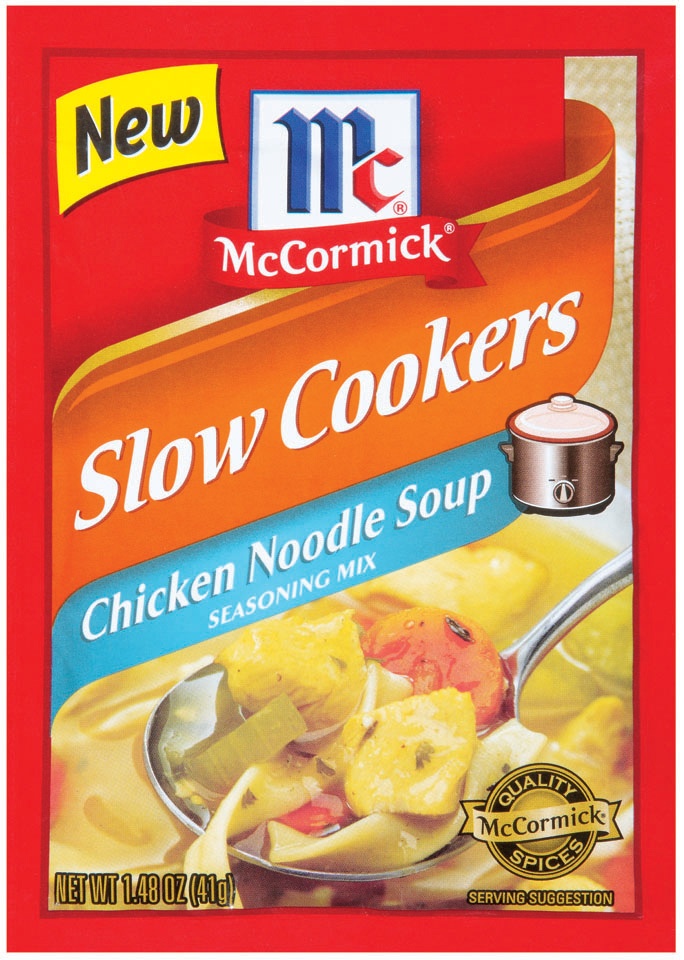 slide 1 of 1, McCormick Slow Cookers Chicken Noodle Soup Seasoning Mix, 1.48 oz