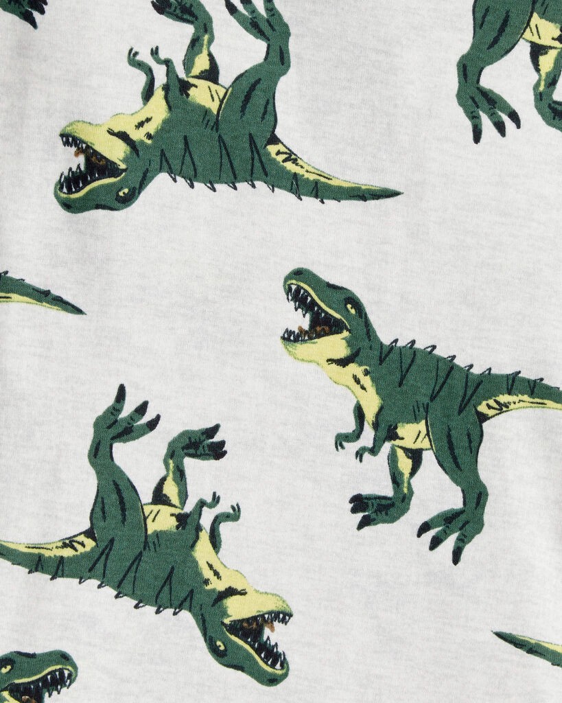 slide 3 of 3, Carter's Boys Dinosaur Print 100% Cotton Long-Sleeve 4-Piece Pajamas - Green Green/White 7, 4 pc