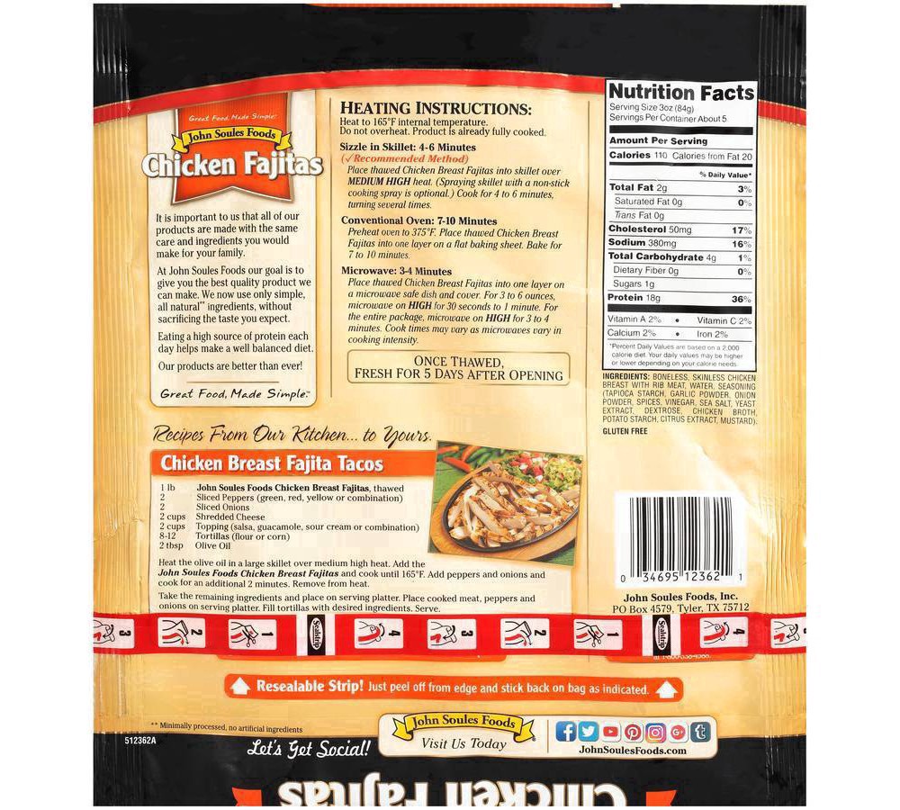 slide 2 of 27, John Soules Foods Chicken Fajitas, 16 oz, Frozen, 16 oz