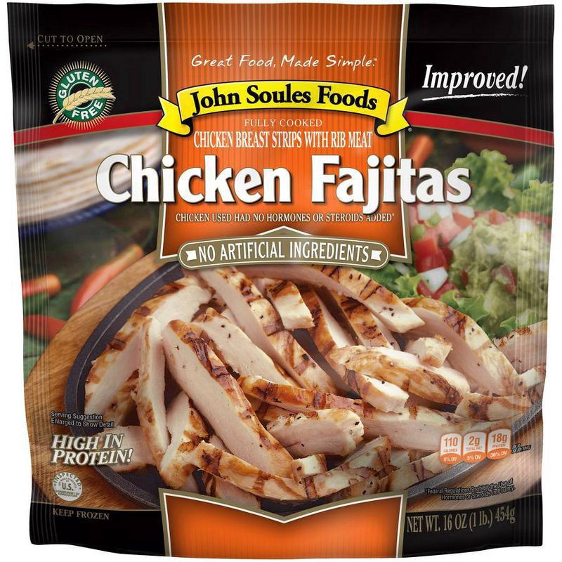 slide 1 of 27, John Soules Foods Chicken Fajitas, 16 oz, Frozen, 16 oz