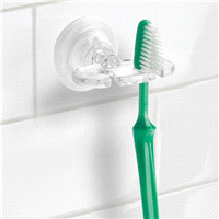 slide 3 of 9, InterDesign Power Lock Suction Toothbrush Holder, Clear, 1 ct