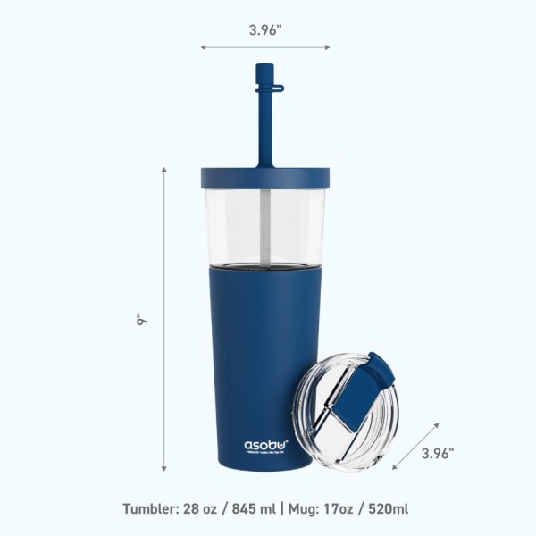 slide 3 of 7, ASOBU Marina 2-In-1 Tumbler, 28 Oz, Blue, 1 ct