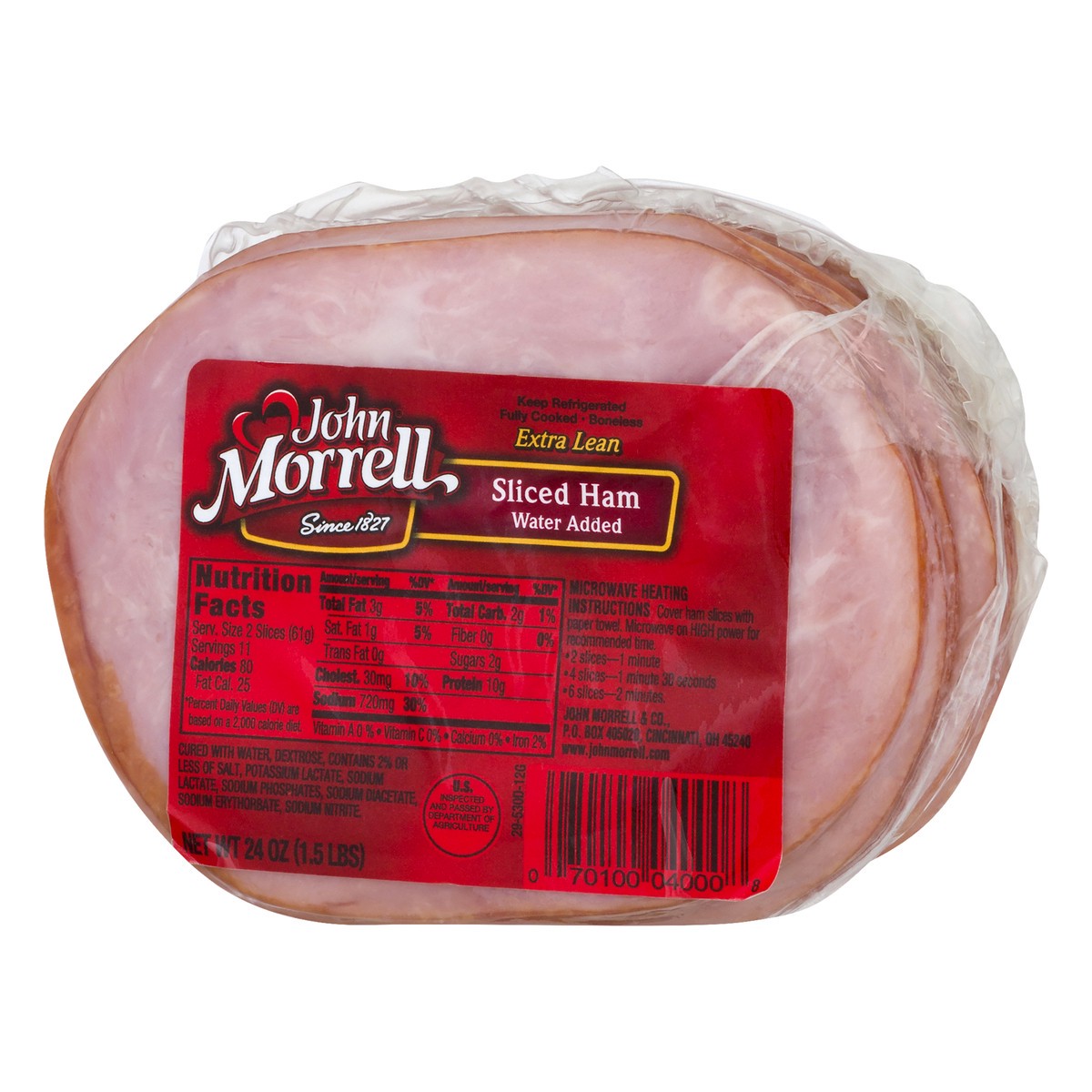 slide 3 of 10, John Morrell Water Added Extra Lean Boneless Pre-Sliced Ham, 24 oz