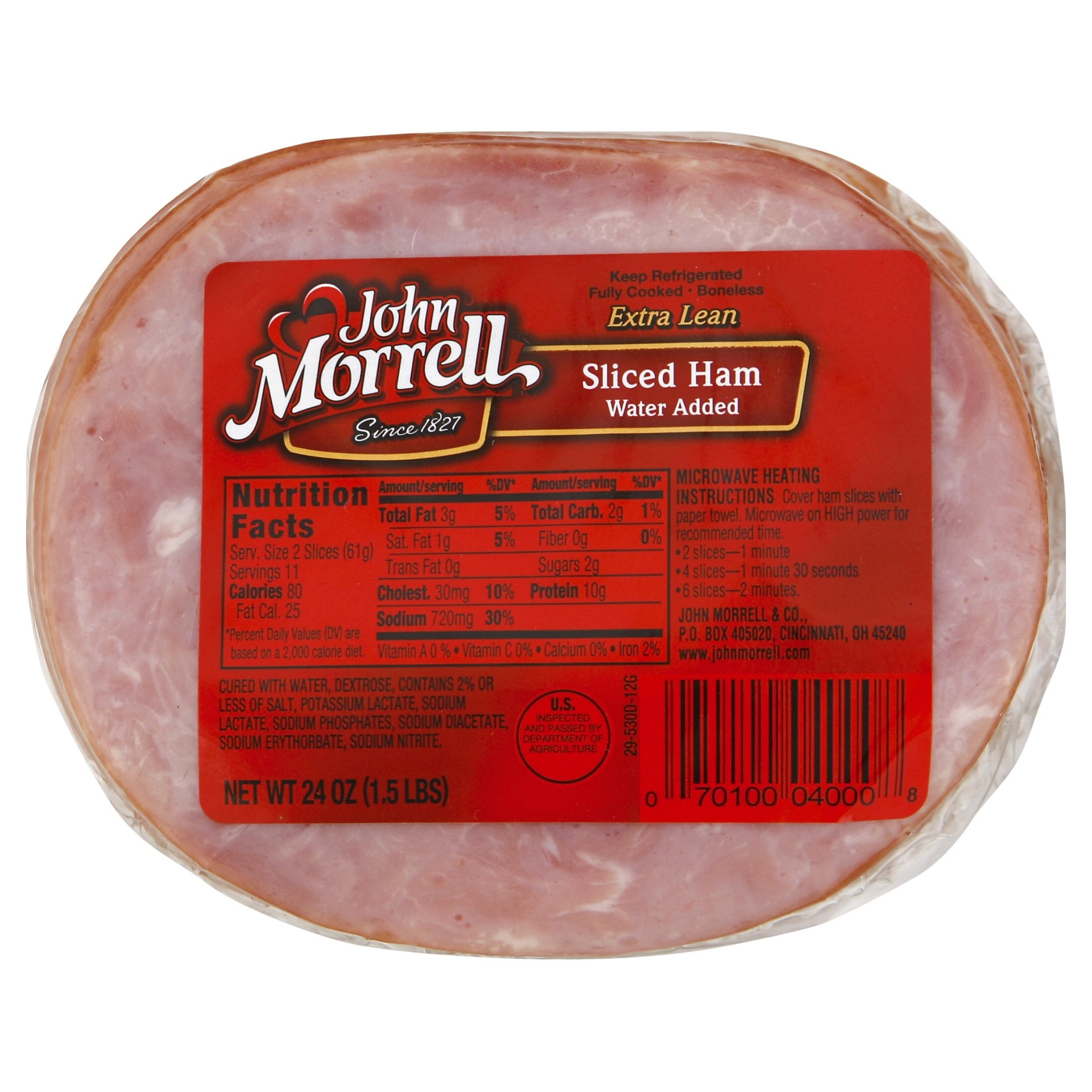 slide 1 of 10, John Morrell Water Added Extra Lean Boneless Pre-Sliced Ham, 24 oz