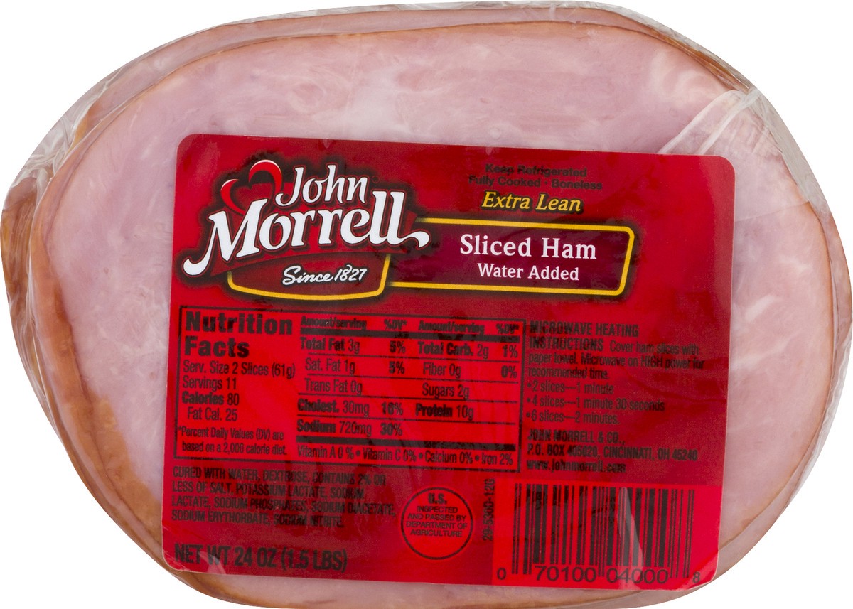 slide 9 of 10, John Morrell Water Added Extra Lean Boneless Pre-Sliced Ham, 24 oz