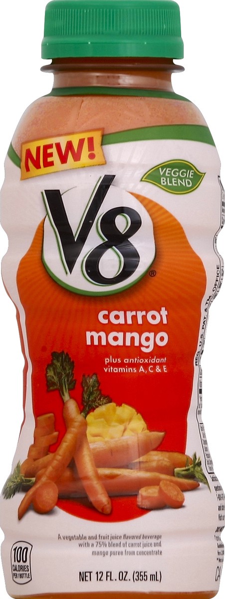 slide 4 of 4, V8 Veggie Blends Carrot Mango, 12 fl oz