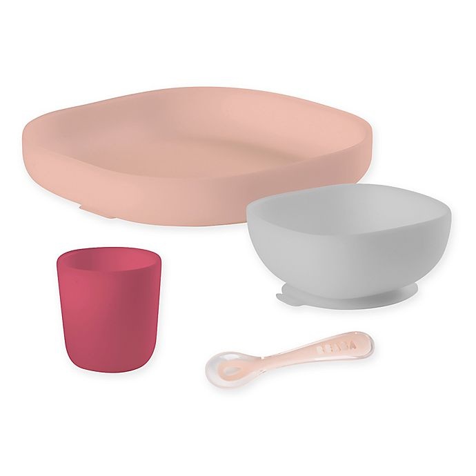 slide 1 of 6, BÉABA Silicone Suction Meal Set - Blush, 4 ct