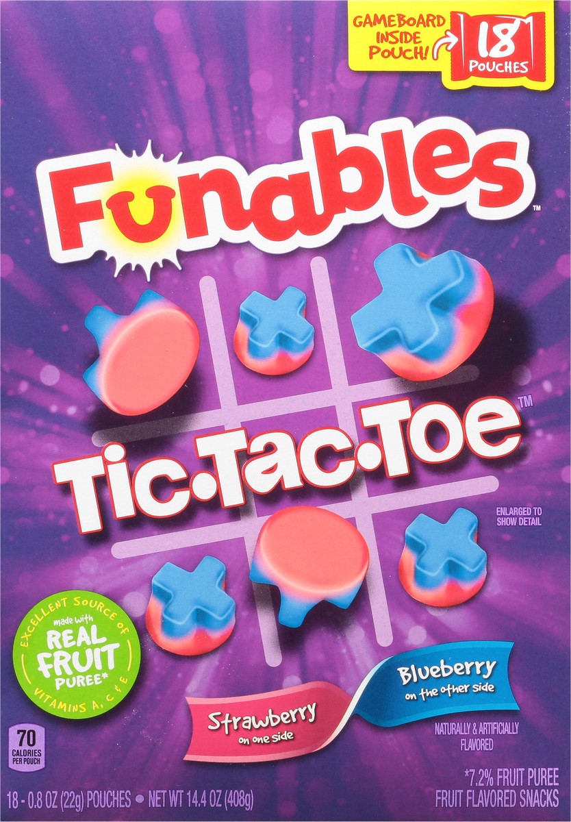 slide 6 of 9, Funables Tic Tac Toe Strawberry/Blueberry Fruit Flavored Snacks 18 - 0.8 oz Pouches, 18 ct
