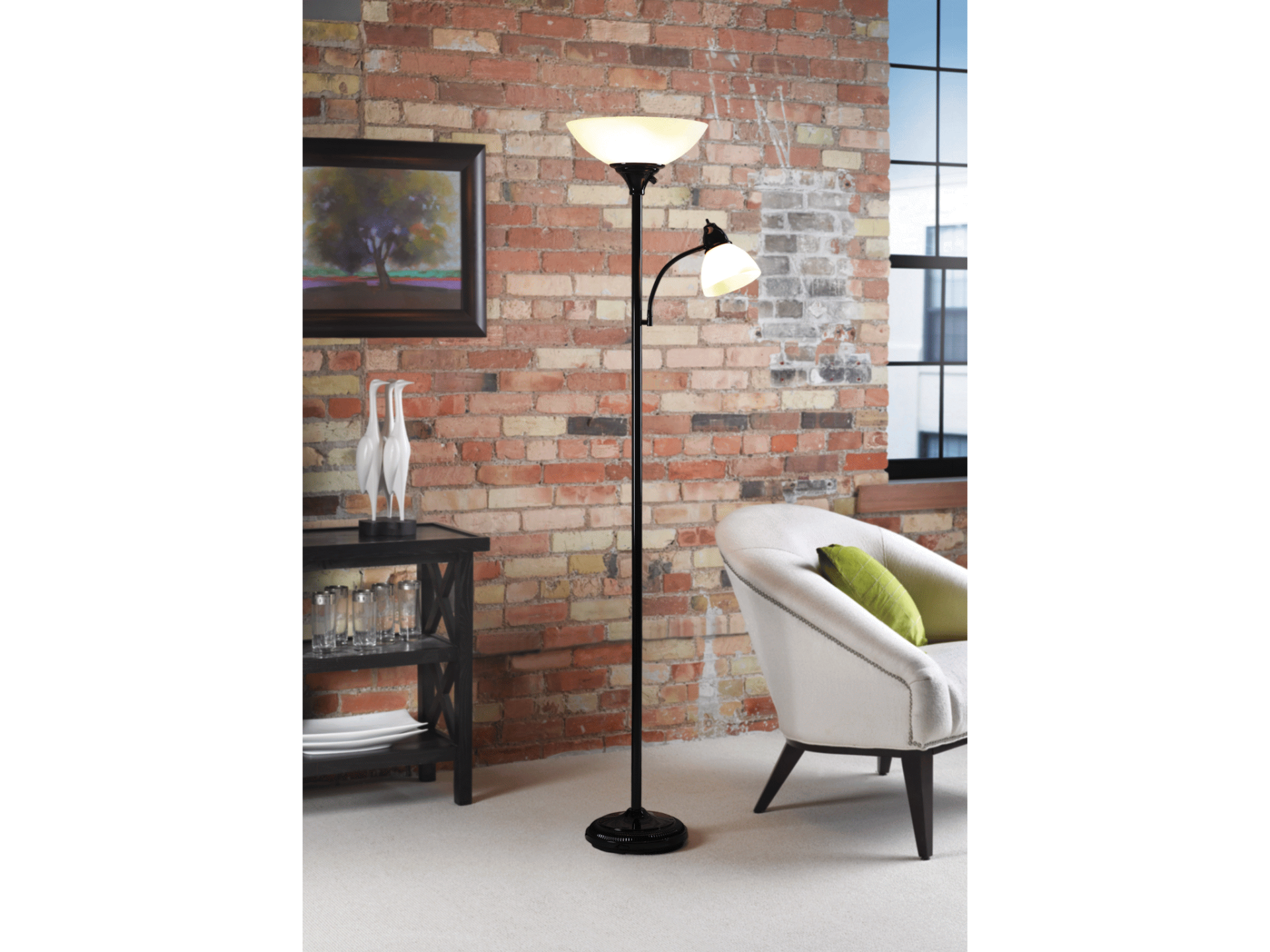 slide 1 of 1, Home Floor Lamp with Reading Light 71", Black, 1 ct