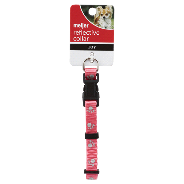slide 1 of 1, Meijer Dog Collar, Adjustable, Reflective, Pink, Toy, XS