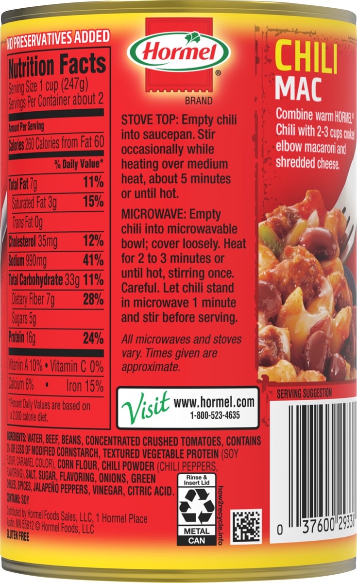 slide 2 of 11, Hormel Chunky Chili with Beef Beans 15 oz. Pull-Top Can, 15 oz