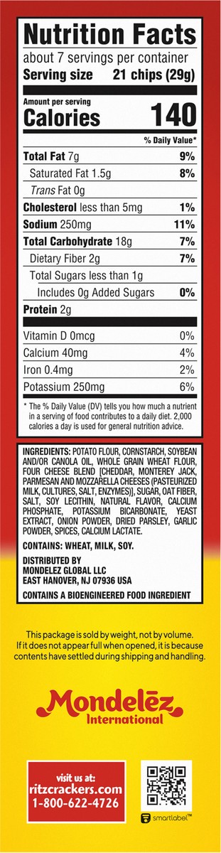 slide 8 of 9, RITZ Cheese Crispers Four Cheese and Herb Chips, 7 oz, 7 oz