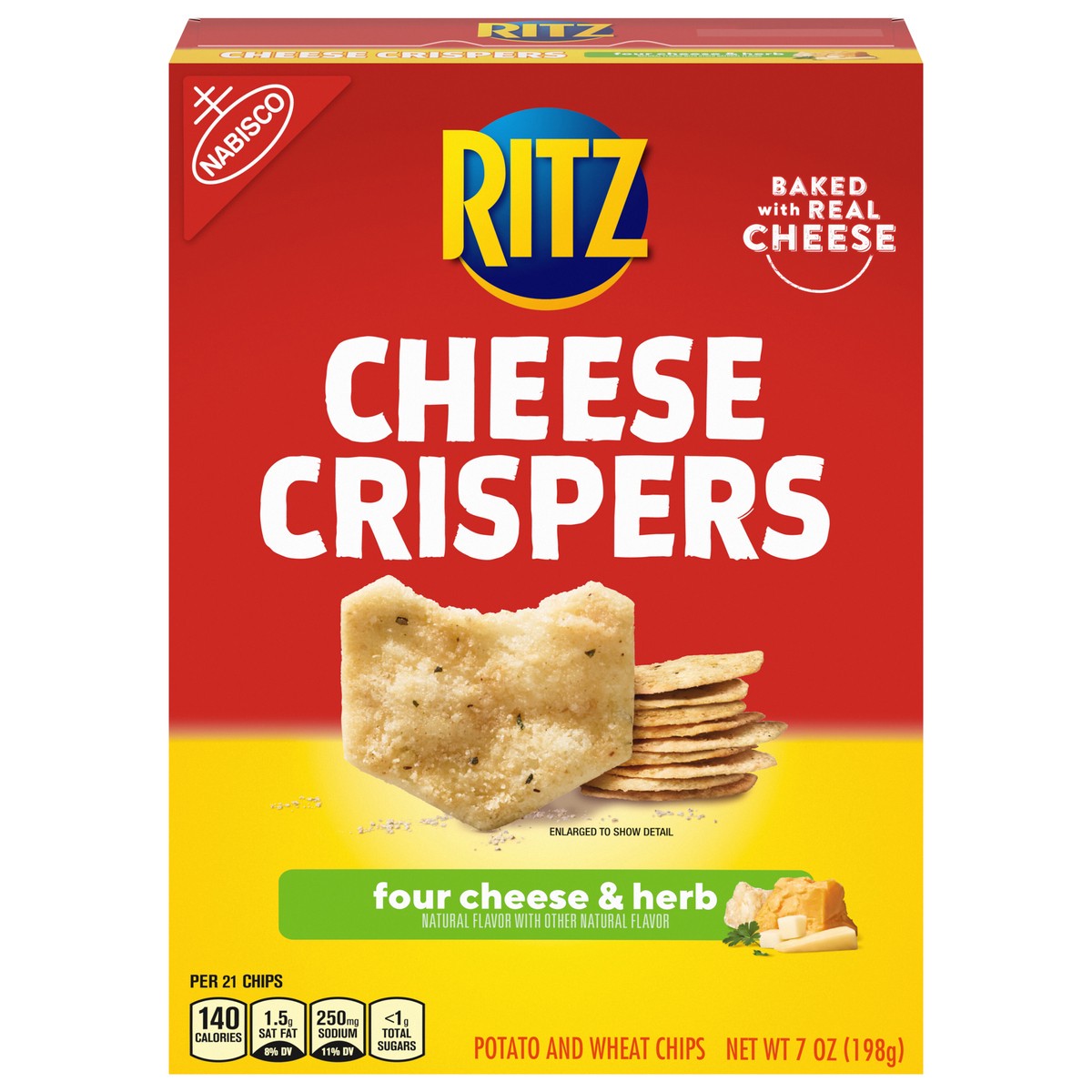 slide 1 of 9, RITZ Cheese Crispers Four Cheese and Herb Chips, 7 oz, 7 oz